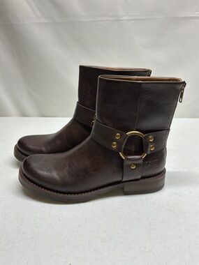 Frye And Co. Chesnee Harness Short Dark Brown Moto Women's Size 6M